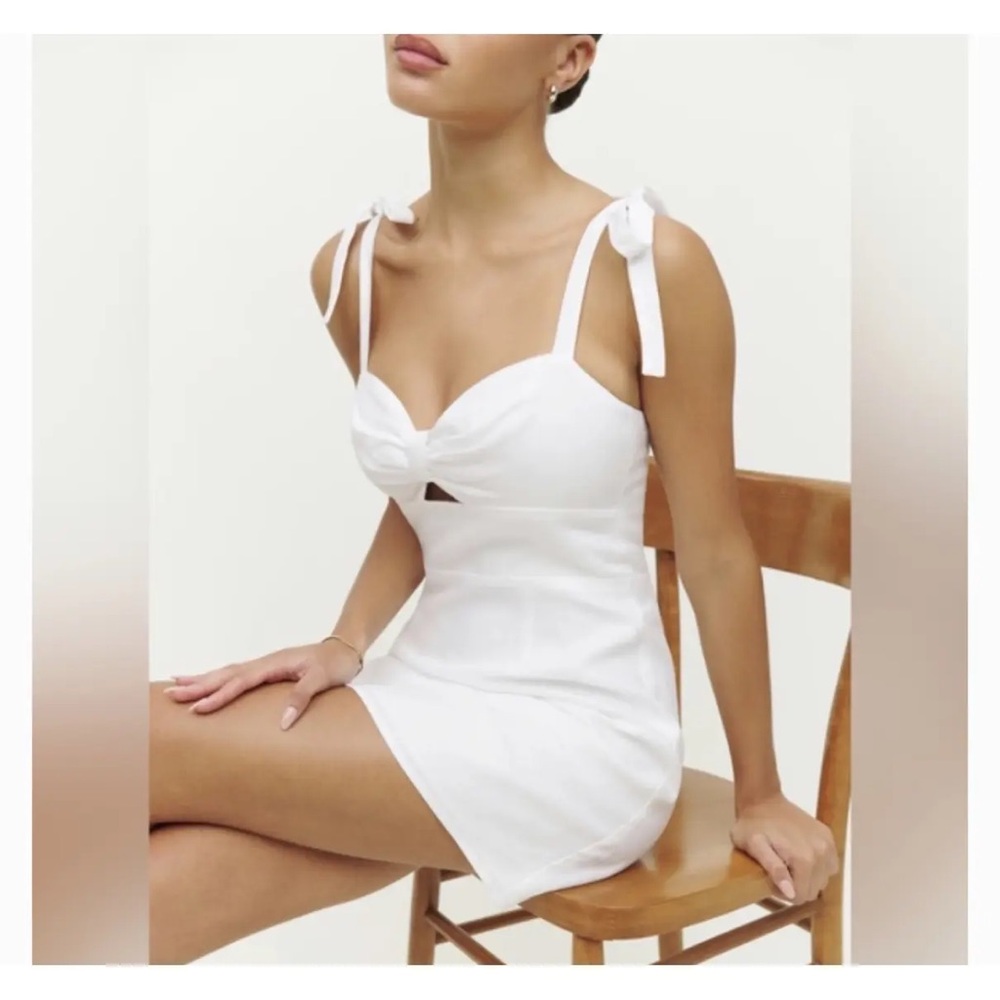 Reformation Pearson White Linen Mini Dress 4